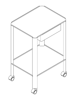C2R ZILFOR Trolley with 2 shelves and drawer