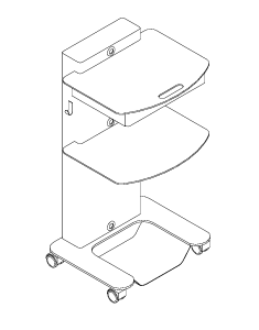 C2RCHM ZILFOR Maxi surgical trolley - 2 glass shelves - 1 drawer an 3 current taps