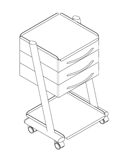 C2RK3 ZILFOR 2 shelves trolley 3 current taps and 3 drawers