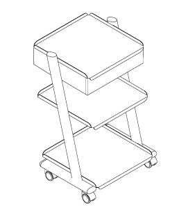 C3RK1 ZILFOR  3 shelves trolley with 1 drawer and 3 current taps