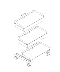 C3RTM2  ZILFOR Instrument trolley with 3 shelves, 2 drawers and 2 universal current taps