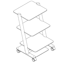C3RV  ZILFOR Trolley with 3 glass shelves and 2 current taps